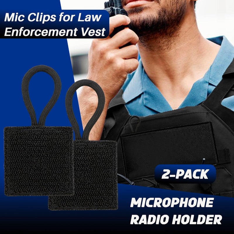 Terixe 2 Pack Mic Clips for Law Enforcement, Black Radio Mic Holders, Mic Clips for Law Enforcement Vest, Essential Law Enforcement Accessories - Image 2